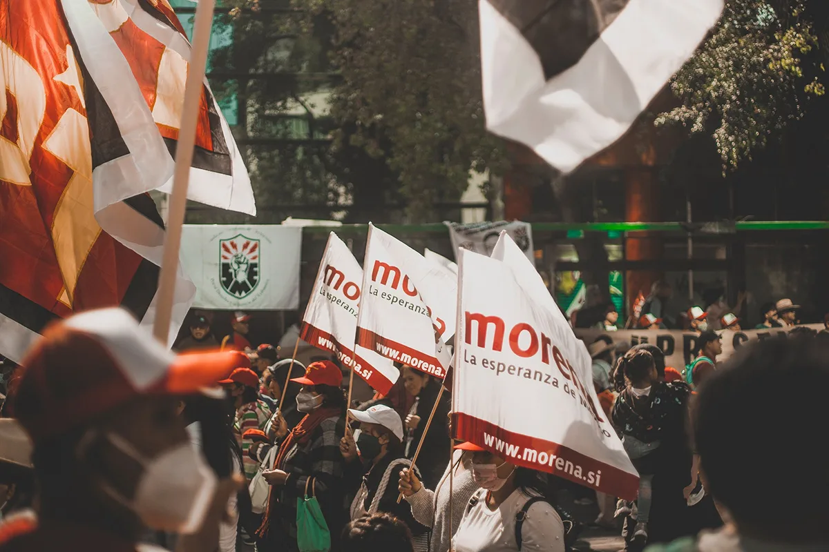 Banderas de Morena, fotografía de archivo