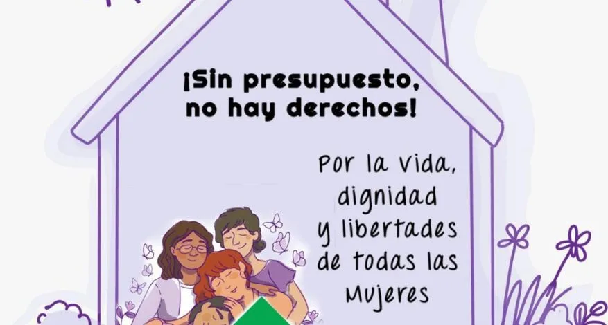 Material gráfico de archivo de la Red Nacional de Refugios sobre financiamiento y derechos de las mujeres. Su nueva carta cuestiona el proyecto de gasto para 2027.